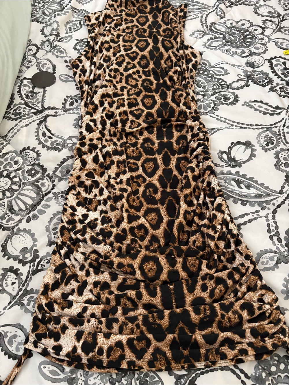Hot Miami Styles Leopard Print Bodycon Dress - Black & Brown